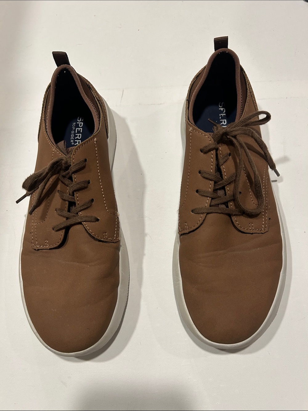 Sperry Brown Oxfords with White Soles